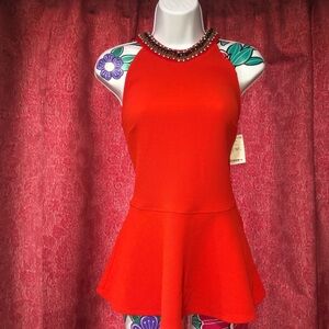 NWT Embroidered Neck Orange Blouse